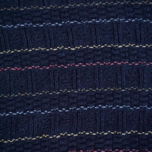 Vintage Northern Reflections Navy Stripe Knit Collared Cottagcore Sweater M - Picture 8 of 9